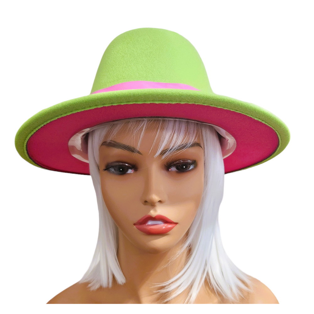 Fedora Hat (Pink & Fushia) with Fushia Ribbon